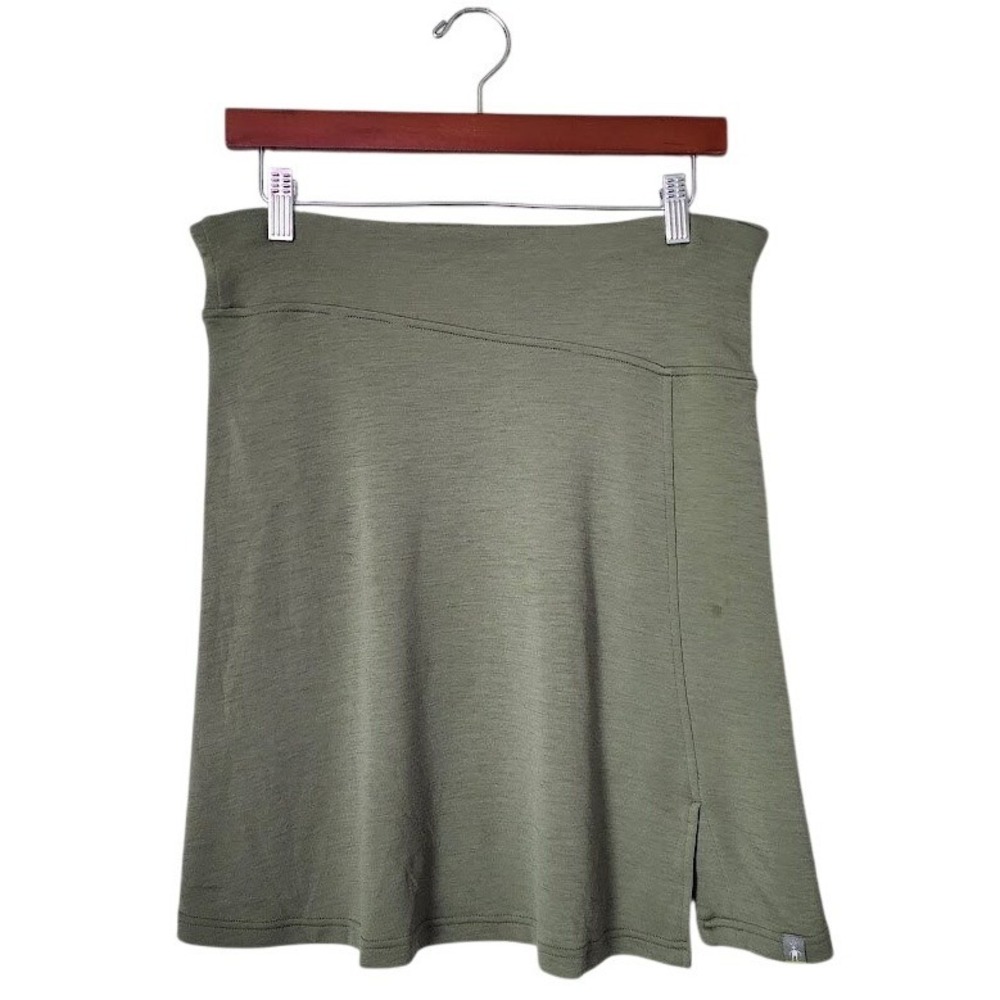 SMARTWOOL Merino Wool Skirt Olive Green A Line Pull on Casual Size M